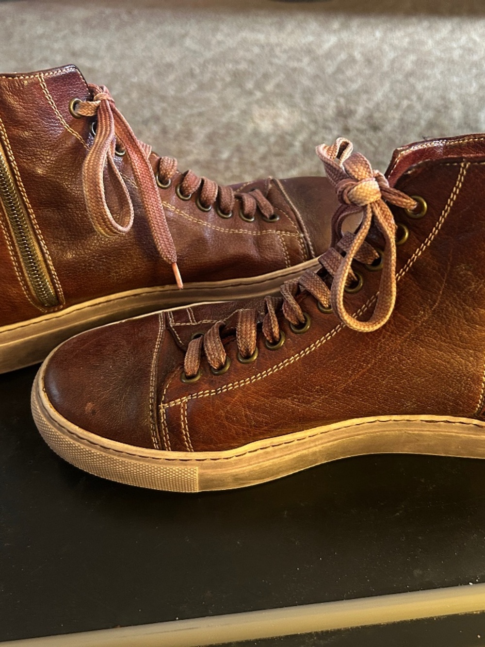 HOKA One On One brown leather high top sneakers-SUPER HARD TO FIND - RARE!